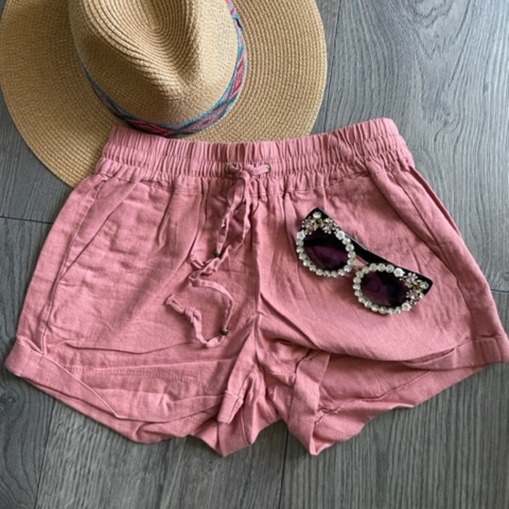 047 Dusty Pink Drawstring Pocket Shorts